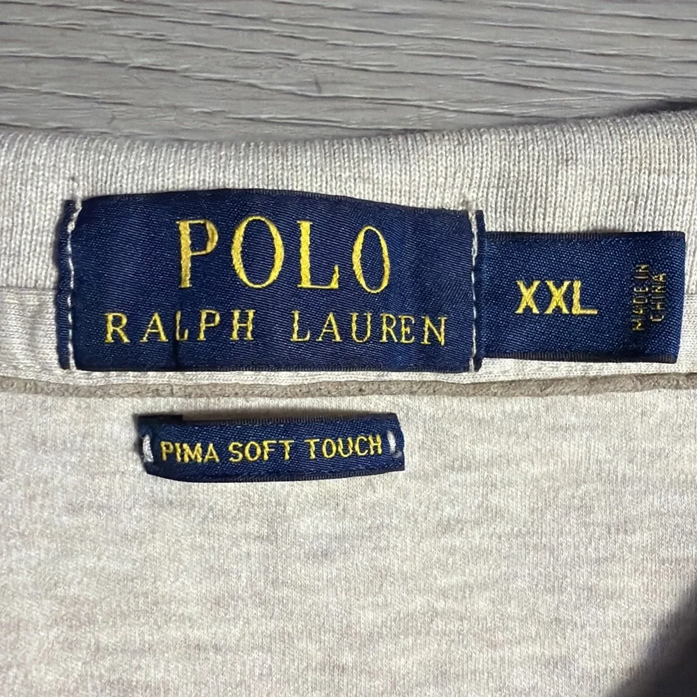 Polo Ralph Lauren Long Sleeve Polo Shirt Cream Tan XXL Pima Soft Touch Cotton